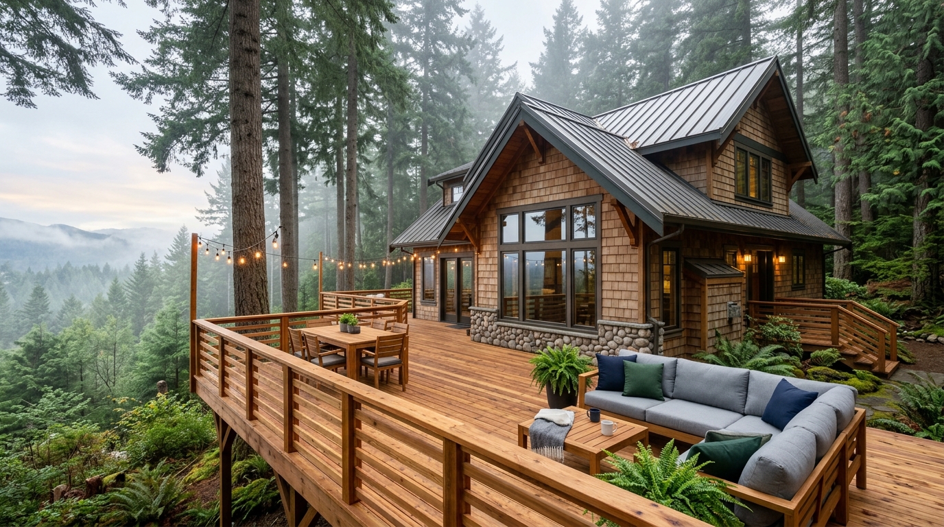 Custom cedar deck Pacific Northwest