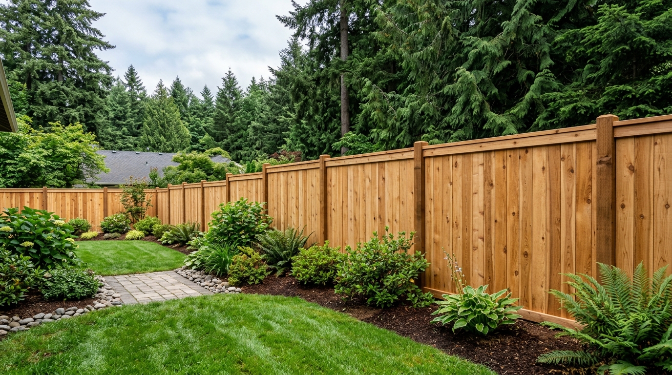 Cedar privacy fence Pacific Northwest